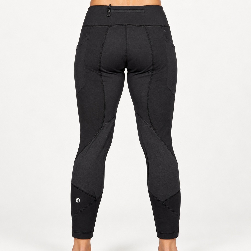 Lululemon Speed Up Crop Leggings Black Mid Rise Running Pants Pockets Womens 4